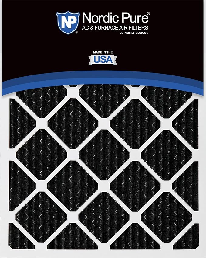 Nordic Pure 15x20x1 (Actual Size: 14 1/2 x 19 1/2 x 3/4) Pure Carbon Pleated Odor Reduction Furnace Air Filters 4 Pack