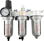 1/2" NPT Mid Flow Filter Regulator Coalescing Desiccant Dryer System For Compressed Air Lines, Poly Bowls, Great For Paint Spray And Plasma Cutter (AUTO DRAIN)