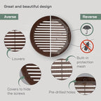 Vent Systems 6" Inch (Opening Dimensions) Brown Soffit Vent Cover - Plastic Return Air Vent Cover - Round Ventilation Grille with Mesh Screen - HVAC Register Louver for Bathroom, Home, Kitchen