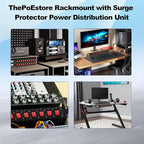 10 Outlets Horizontal 1U PDU Rackmount Power Strip - 10 Individual Led Switches, 100V-250V-1800 Joules, w/ 6 ft Power Cord for Office、Home and Network Server