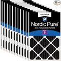 Nordic Pure 20x20x2 (Actual Size: 19 1/2 x 19 1/2 x 1 3/4) Pure Carbon Pleated Odor Reduction Merv 8 Furnace Filters 12 Pack