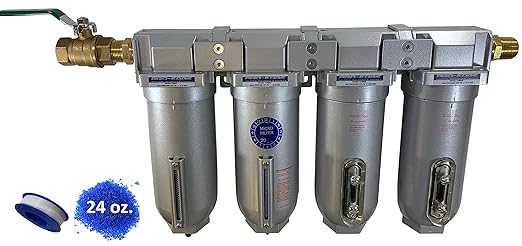 THB 4 Stage High Flow Industrial Ultra Clean Compressed Air Filter Dryer Combination (1/2" NPT, 11oz, AUTO Drain)