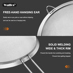 Walfos 8.6 Inch Large Fine Mesh Strainer, Kitchen Metal Food Strainers with Sturdy Handle, Stainless Steel 30 Mesh Sieve Sifters for Rice, Quinoa, Pasta, Fruits, Vegetables, etc.