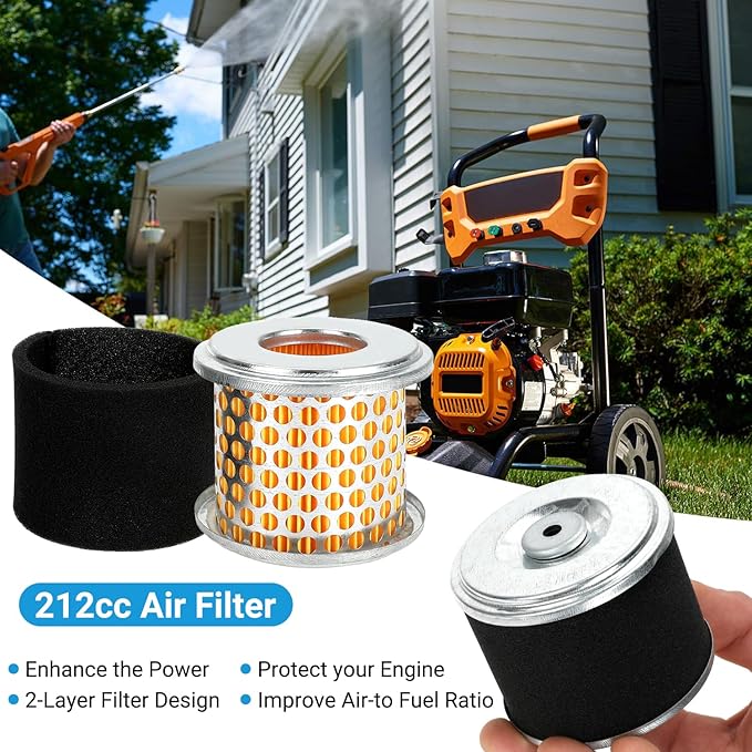 212cc Air Filter Kit Compatible with Predator 212 Gas Powered Engine Pressure Washer Onewash 6602 6590 6470 6924 3100Psi 2500Psi 3600Psi Speedwash 0J88870129 Accessories Parts 2 Pack