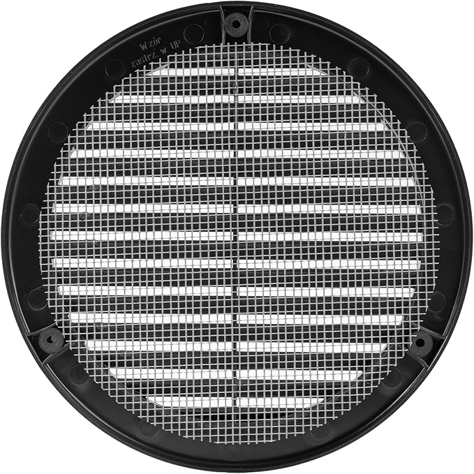 Vent Systems 6" Inch (Opening Dimensions) Black Soffit Vent Cover - Plastic Round Air Vent Grille - Built-in Mesh Screen - HVAC Register Louver for Bathroom, Home, Kitchen