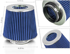 Mortar Aftermarket Auto Air Filter Replacement - Car Enthusiast Class Universal Cold Air Intake Gulps in More Air for More Engine Power & Passionate Induction Sound, 3.5 In, Blue