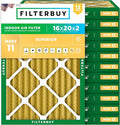 Filterbuy 16x20x2 Air Filter MERV 11 Superior Pet & Allergy Defense (12-Pack), Electrostatic Pleated HVAC AC Furnace Filters Replacement, Made in USA (Actual Size: 15.50 x 19.50 x 1.75)
