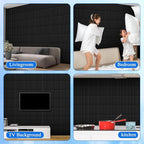 Nuanchu 32 Pcs 3D Slat Wall Panels, 12"x12" PVC Fluted Wall Paneling for Interior Decor, Paintable Waterproof Textured Tiles for Living Room TV Background Gaming Room, 32 Sq. ft Coverage (Black)