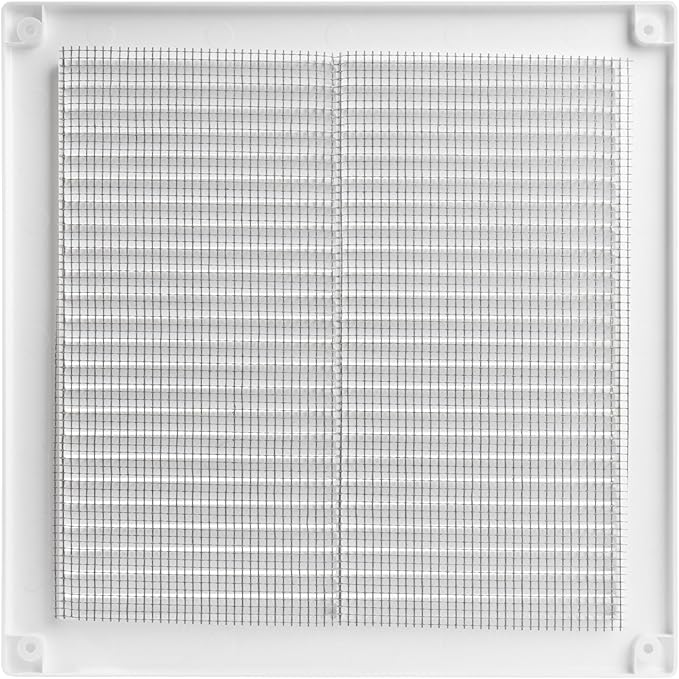 Vent Systems 8" x 8" Inch (Opening Dimensions) - Pack of 10 - Plastic White Soffit Vent Cover - Flat Square Air Vent Grille - Air Vent Deflector - HVAC 10" x 10" Inch (Overall Dimensions)