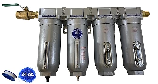 THB 4 Stage High Flow Industrial Ultra Clean Compressed Air Filter Dryer Combination (3/4" NPT, 11oz, AUTO Drain)
