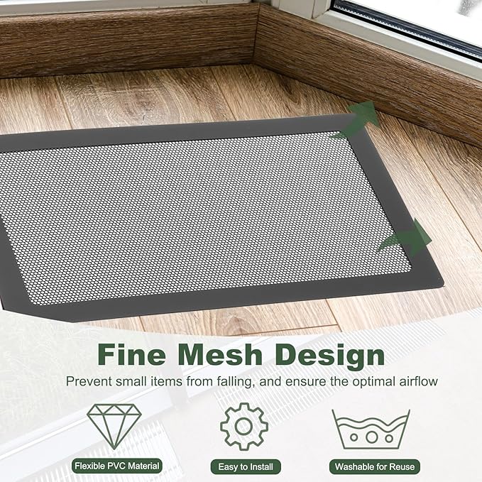 YOKIVE 6 Pcs Magnetic Floor Vent Covers, Floor Register Cover PVC Mesh Air Vent Screen Filters, Great for Home Floor, Wall, Ceiling, Catch Debris Hair Dust (White, 12-Inch x 8-Inch)