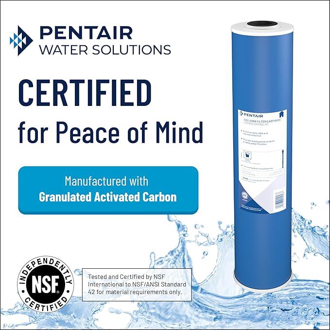 Pentair Pentek GAC-20 Carbon Water Filter, 20-Inch, Whole House Granular Activated Carbon (GAC) Replacement Cartridge, 20" x 2.5", White