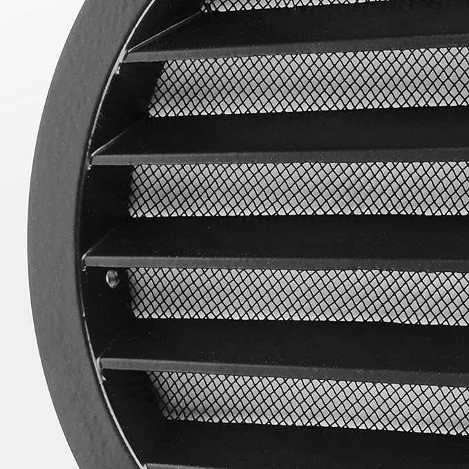 calimaero® WSGB 6" Inch Black Round Metal Air Vent Grill Cover Flat Louver with Fly Screen Fits Only with Metal Ducts