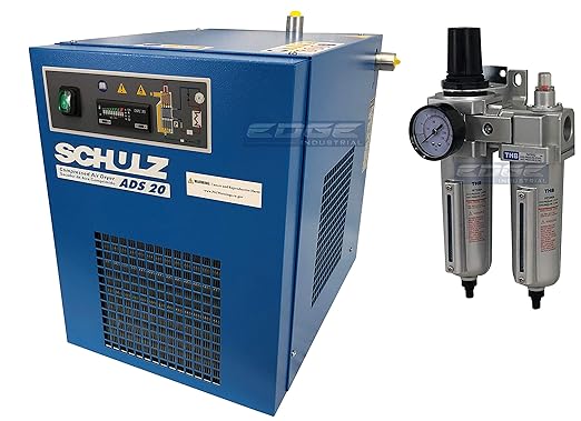 SCHULZ REFRIGERATED AIR DRYER FOR AIR COMPRESSOR, COMPRESSED AIR SYSTEMS, 20-25 CFM, GOOD UP TO 5HP COMPRESSORS MAX (WITH REGULATOR PRE-FILTER)