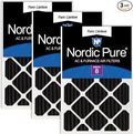 Nordic Pure 20x20x2 (Actual Size: 19 1/2 x 19 1/2 x 1 3/4) Pure Carbon Pleated Odor Reduction Merv 8 Furnace Filters 3 Pack