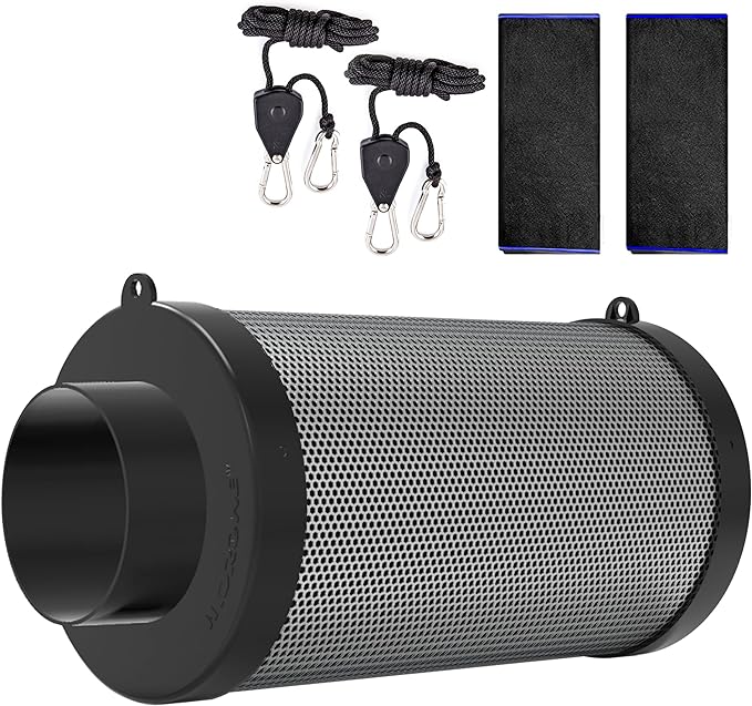 4 Inch Air Carbon Filter for Grow Tent,Smellines Control with Australia Virgin Charcoal for Inline Duct Fan，Hydroponic Growth,Pre-Filter Included