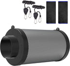 6 Inch Air Carbon Filter for Grow Tent,Smellines Control with Australia Virgin Charcoal for inline duct fan，Hydroponic Growth,Pre-Filter Included