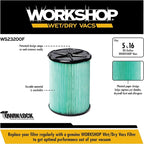WORKSHOP Wet/Dry Vacs Vacuum Filters WS23200F HEPA Media Filter For Shop Vacuum Cleaner (Single HEPA Media Filter For Wet/Dry Vacuum Cleaner) Fits WORKSHOP 5-Gallon to 16-Gallon Shop Vacuum Cleaners