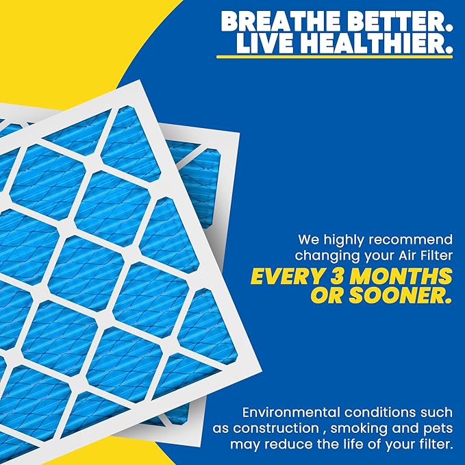 Maycold 12x12x1 MERV 11 Furnace Air Filter (6-Pack), High-Performance HVAC AC Filters for Home Use, Actual Size: 11.70” x 11.70” x 0.75”, Individually Wrapped in Plastic