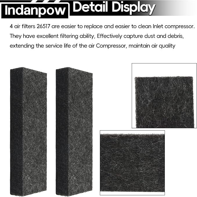26517 Air compressor air filter for Craftsman DeVilbiss Porter Cable Compressor intake Filter Felt 265-17（4 Pack）