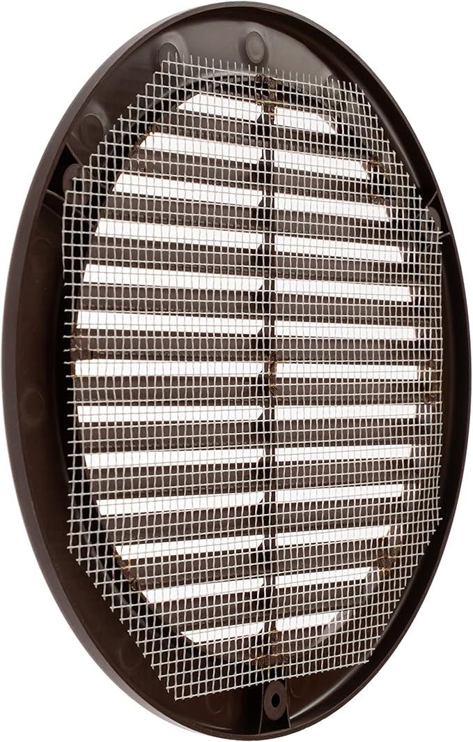 Vent Systems 6" Inch (Opening Dimensions) - Pack of 5 - Brown Soffit Vent Cover - Plastic Round Air Vent Grille - Built-in Mesh Screen - HVAC Register Louver for Bathroom, Home, Kitchen