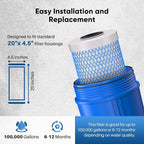 PUREPLUS 20" x 4.5" Whole House Activated Carbon Water Filter, Enhanced Lead Removal, Reduces Chlorine, Sediment & Odors, Compatible with FC25B, EPM-20BB, CB-BB-20, 155783-43, 2 PACK