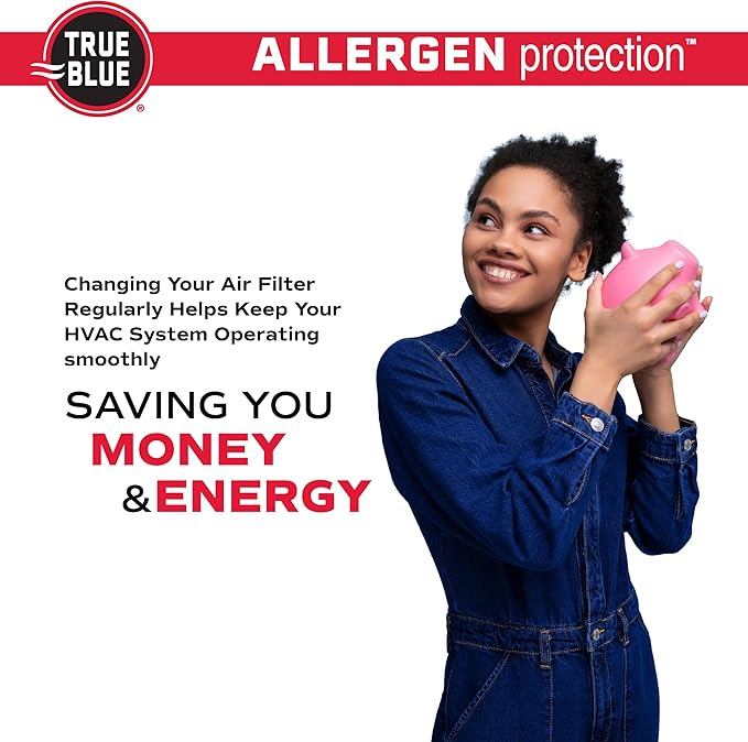 True Blue 20x25x1 MERV 11 Allergen Air Filter (4-Pack) | Electrostatic Pleated HVAC Furnace Air Filter | Replacement Filter for Home Use | Made in USA