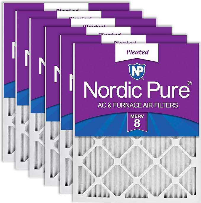 Nordic Pure 16x24x1 (15 1/2 x 23 1/2 x 3/4) Pleated MERV 8 Air Filters 6 Pack
