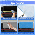 Air Vent Filter Kit - 14" x 90" Cut to Fit Air Filter Materials MERV 8 Electrostatic Media Roll for Home Floor, Ceiling, AC, HVAC, RVC Furnace Vents, With 48PCs Adhesive Hook Tape