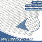 uxcell 6 Mesh 79" x 12" Woven Wire Mesh, 304 Stainless Steel Air Vent Filter Screen, Window Screen Mesh for DIY Projects Vents Cover Filtration Animals Fence