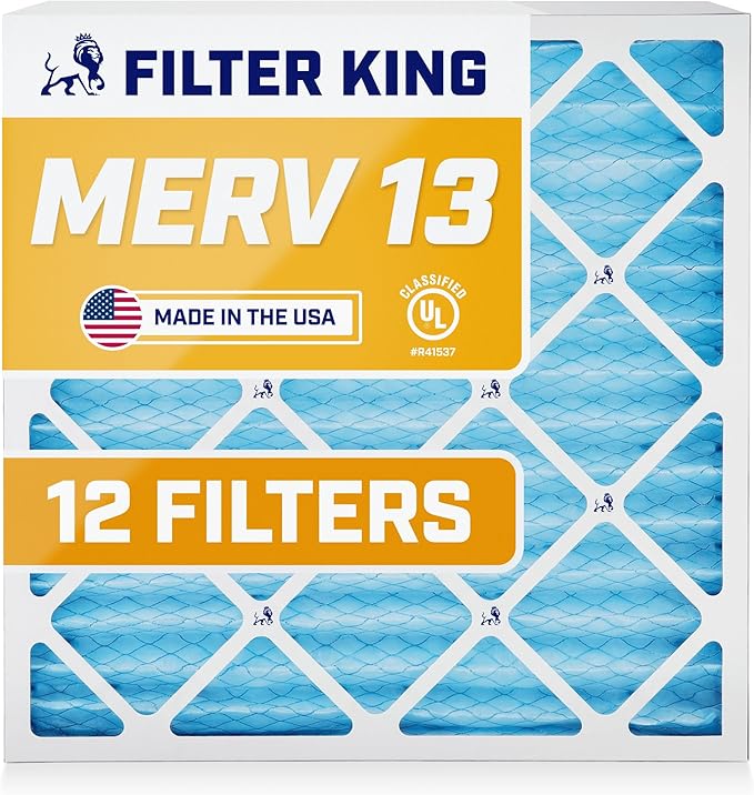 Filter King 13.25x13.25x1 Air Filter | 12-PACK | MERV 13 HVAC Pleated A/C Furnace Filters | MADE IN USA | Actual Size: 13.25 x 13.25 x .75"