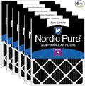 Nordic Pure 12x25x1 (Actual Size: 11 3/4 x 24 3/4 x 3/4) Pure Carbon Pleated Odor Reduction Furnace Air Filters 6 Pack