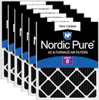 Nordic Pure 14x20x1 (Actual Size: 13 1/2 x 19 1/2 x 3/4) Pure Carbon Pleated Odor Reduction Furnace Air Filters 6 Pack