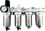 4 STAGE HIGH DUTY INDUSTRIAL GRADE ULTRA CLEAN FILTER REGULATOR COALESCING DESICCANT DRYERS SYSTEM FOR COMPRESSED AIR LINES METAL BOWLS GREAT FOR PAINT SPRAY AND PLASMA CUTTER (1/4"NPT MANUAL DRAIN)