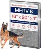 16x20x1 Electrostatic Air Filter, MERV 8, Washable, Reusable Furnace AC/HVAC Filter, Energy Saving, Easy to Clean, Long-Lasting by LifeSupplyUSA