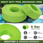 Eastrans 2'' x 100 FT Pool Backwash Hose with 2 Hose Clamps,Extra Heavy Duty Discharge Hose,Drain Hose for Swimming Pool,Super wear-resistant,weather blast,green