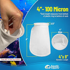 Aquatic Experts 4 inch Ring 100 Micron Felt Filter Sock - Filter Socks for Saltwater Aquarium, Sump Filter Sock, Freshwater Aquarium Socks, Reef Filter Sock (4"x8", 4 Pack)