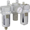 PneumaticPlus SAU400-N06G Compressed Air Filter Regulator Lubricator Combo 3/4" NPT - Poly Bowl, Manual Drain, Bracket, Gauge