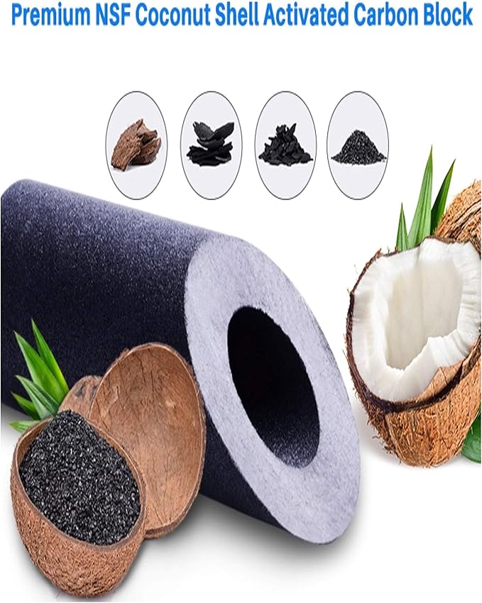 CFS – 10" x 2.5" Carbon Block Water Filter Cartridges Compatible with FXWTC, 3WH-STDCW-F02, GXWH04F, GXWH20S Models – Remove Bad Taste & Odor – Whole House Replacement Filter Cartridge - 2 Pack