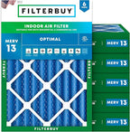 Filterbuy 12x18x4 Air Filter MERV 13 Optimal Smoke & Allergy Defense (6-Pack), Electrostatic Pleated HVAC AC Furnace Filters Replacement, Made in USA (Actual Size: 11.50 x 17.50 x 3.63)
