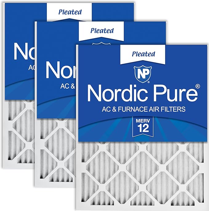 Nordic Pure 14x25x1 (Actual Size: 13 1/2 x 24 1/2 x 3/4) Pleated MERV 12 Air Filters 3 Pack