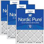 Nordic Pure 12x24x1 (Actual Size: 11 1/2 x 23 1/2 x 3/4) Pleated MERV 12 Air Filters 3 Pack