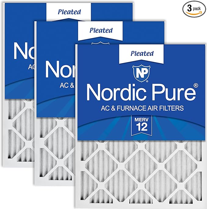 Nordic Pure 18x24x1 (Actual Size: 17 1/2 x 23 1/2 x 3/4) Pleated MERV 12 Air Filters 3 Pack