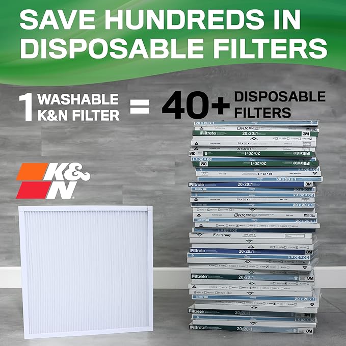 K&N 14X30X1 HVAC Furnace Air Filter, Lasts a Lifetime, Washable, Merv 13, the Last HVAC Filter You Will Ever Buy, Breathe Safely at Home or in the Office, HVC-13-11430