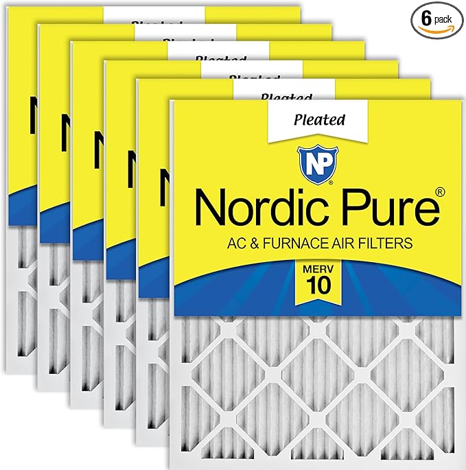 Nordic Pure 18x25x1 (Actual Size: 17 1/2 x 24 1/2 x 3/4) Pleated MERV 10 Air Filters 6 Pack