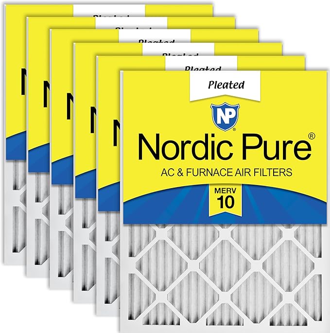Nordic Pure 12x12x1 (Actual Size: 11 3/4 x 11 3/4 x 3/4) Pleated MERV 10 Air Filters 6 Pack
