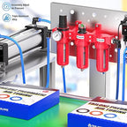TAILONZ PNEUMATIC 0-150PSI 3/8 Inch NPT Aluminum Alloy Industrial Grade Three Stage Air Drying System, Particulate Filter, Coalescing Filter, Desiccant Dryer and Air Regulator (Manual Drainage)
