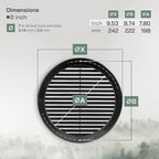 Vent Systems 8" Inch (Opening Dimensions) - Pack of 2 - Black Soffit Vent Cover - Plastic Round Air Vent Grille - Built-in Mesh Screen - HVAC Register Louver for Bathroom, Home, Kitchen