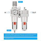 NANPU 1" NPT Compressed Air Filter Regulator Lubricator Combo (FRL) Water/Oil Trap Separator - Gauge(0-150 psi), 5 Micron Brass Element,Poly Bowl, Semi-Auto Drain, Metal Bracket