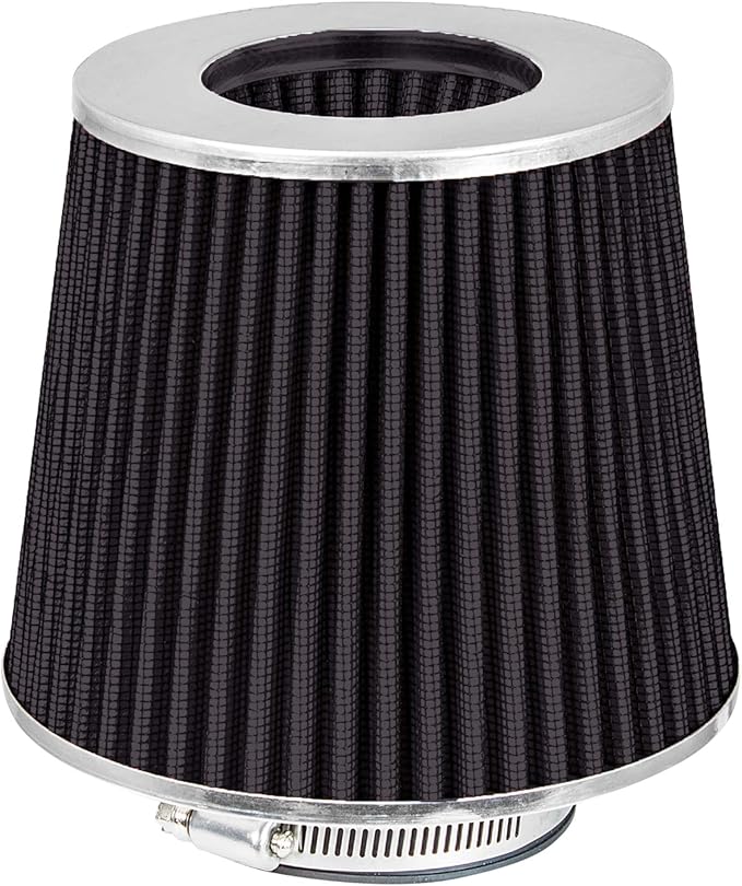 Mortar Aftermarket Auto Air Filter Replacement - Car Enthusiast Class Universal Cold Air Intake Gulps in More Air for More Engine Power & Passionate Induction Sound, 3 In, Black